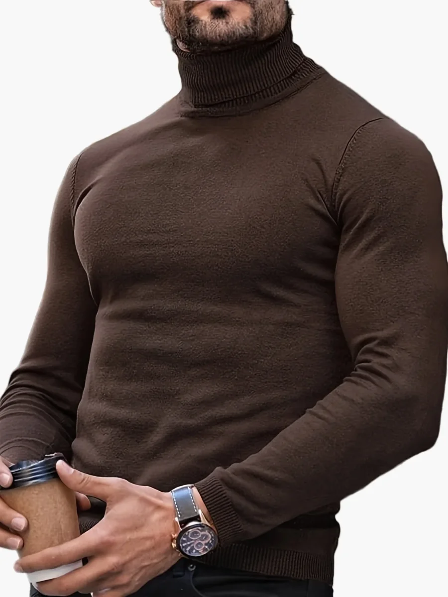 Pull col roulé homme style moderne élégant casual pour automne et hiver - Imagen 2