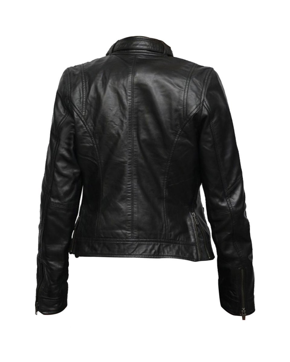 Chaqueta de motociclista de cuero genuino Daisy - Imagen 5