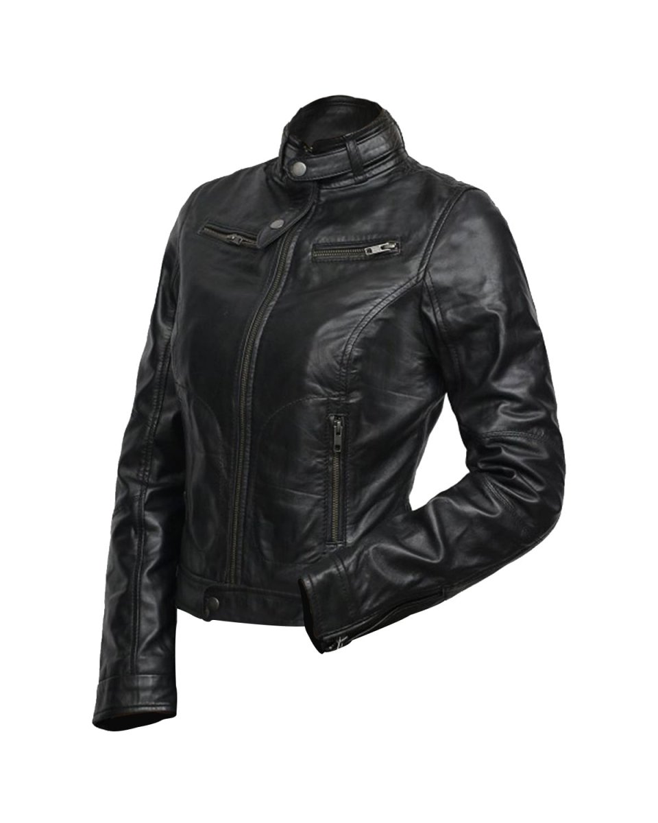 Chaqueta de motociclista de cuero genuino Daisy - Imagen 4