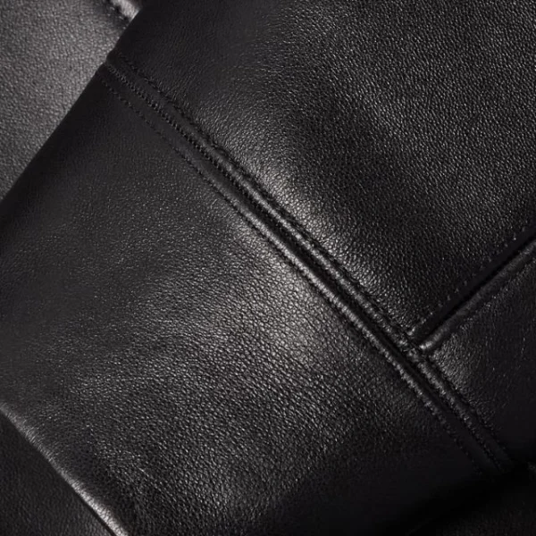 Chaqueta con capucha de cuero genuino negro para hombre de Valentino - Imagen 7