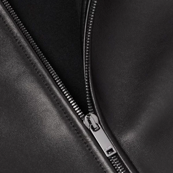 Chaqueta con capucha de cuero genuino negro para hombre de Valentino - Imagen 3