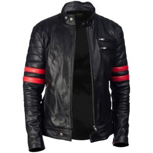Chaqueta de moto de cuero auténtico Jasper