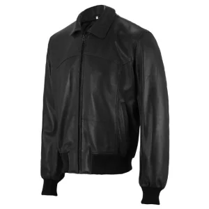 Chaqueta de aviador de piel de cordero para hombre