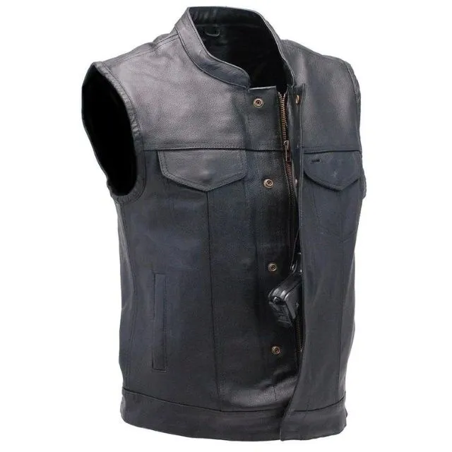 chaleco de cuero genuino negro para hombre
