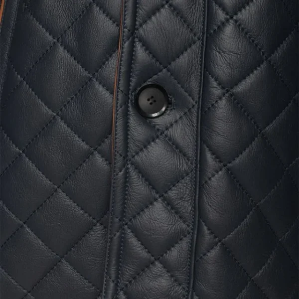 Abrigo de piel de oveja acolchado negro para hombre - Imagen 6