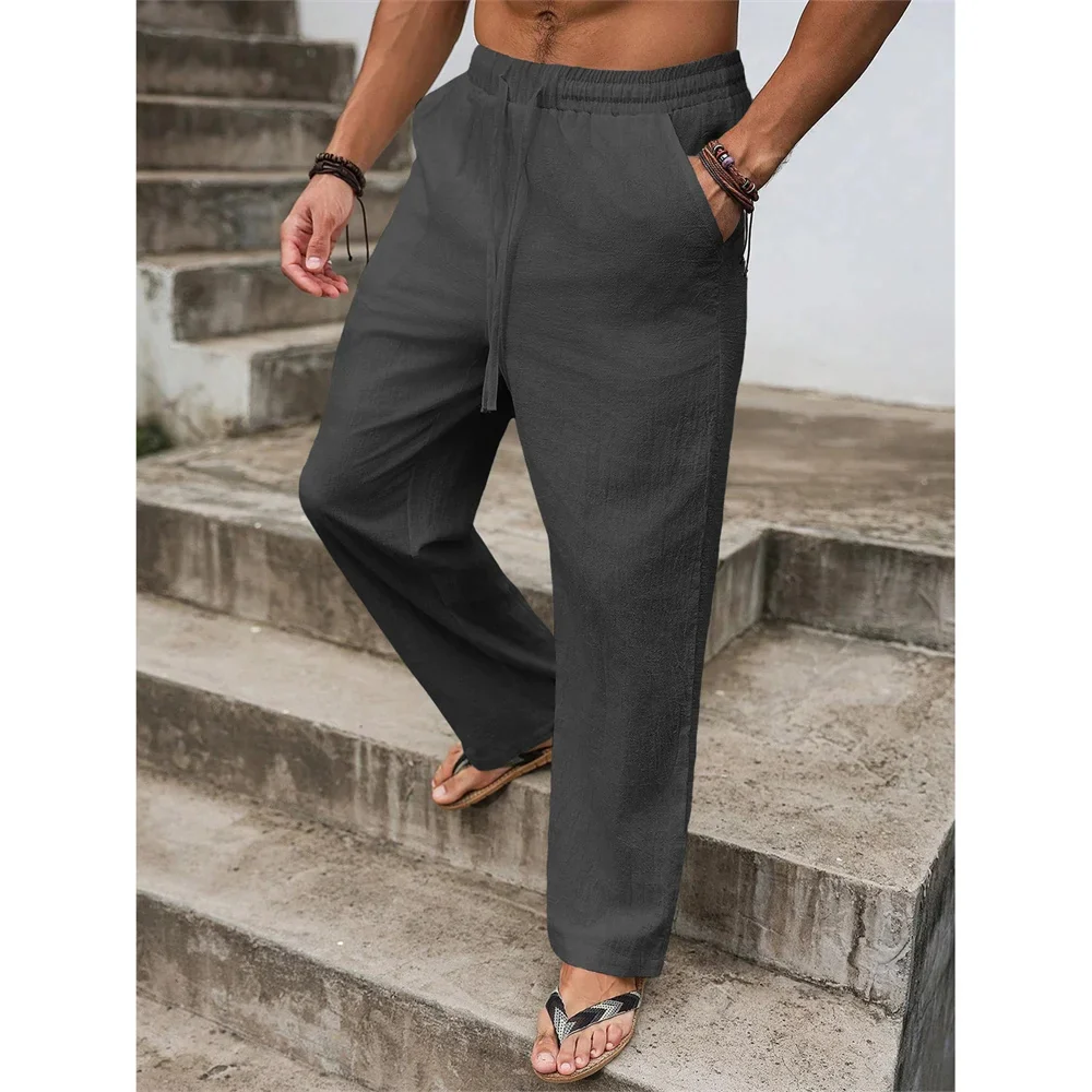 Pantalones informales de algodón y lino - Imagen 6