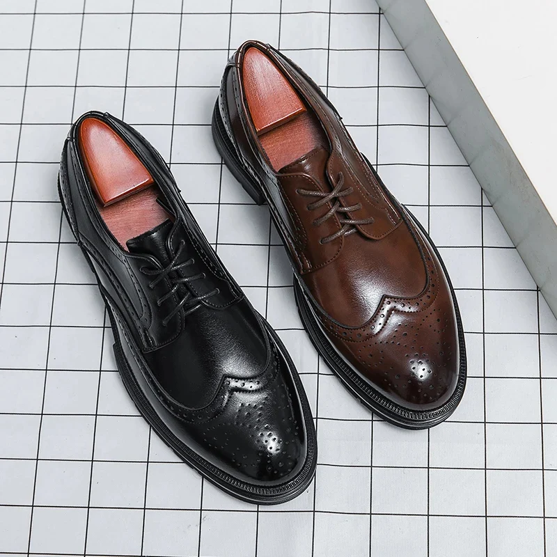 Zapatos de vestir elegantes de piel con adornos tipo brogue - Imagen 3