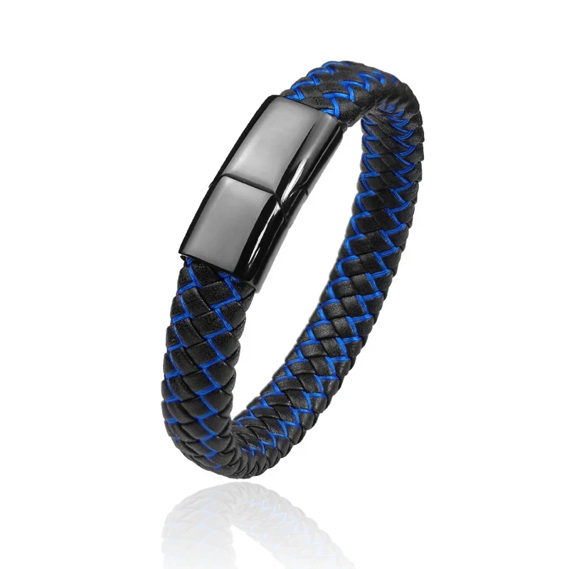 Pulsera trenzada de cuero para hombre - Imagen 3