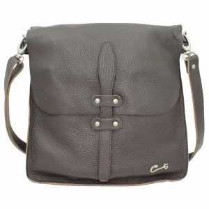 Bolso Bandolera de Piel Granulada con Cierre de Solapa para Hombre