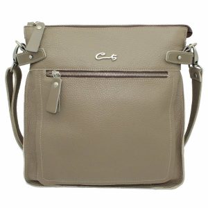 Bolso Bandolera de Piel Granulada con Cremallera para Hombre