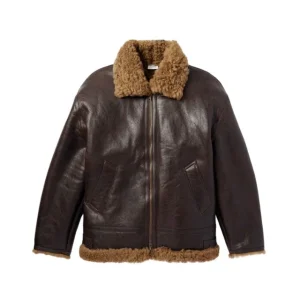 Chaqueta de hombre de piel auténtica Sherpa marrón