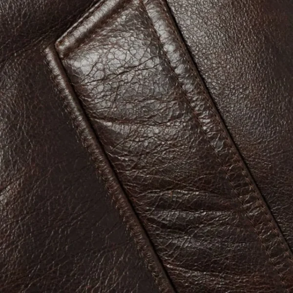 Chaqueta de hombre de piel auténtica Sherpa marrón - Imagen 4