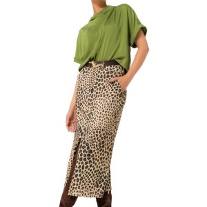 Falda midi estampado de leopardo CAROLINE BISS
