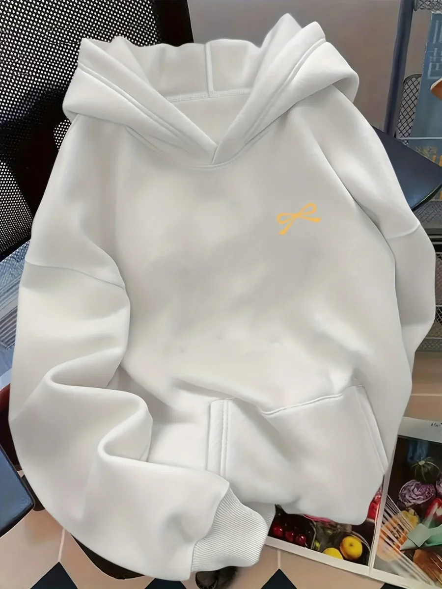 Women's Bow Embroidered Oversized Pullover Hoodie - Imagen 9