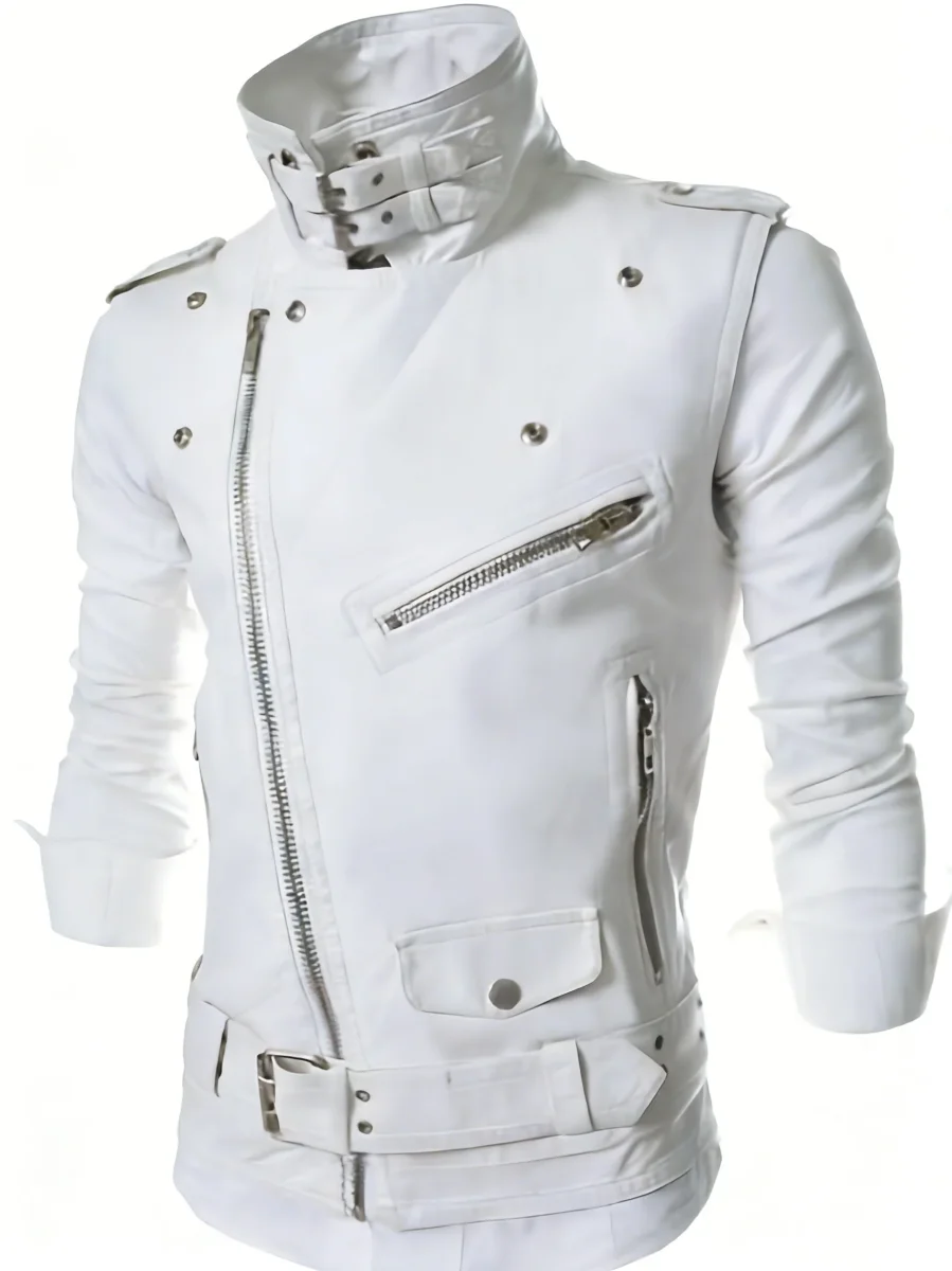 Gilet de style motard en similicuir sans manches avec fermeture éclair asymétrique - Imagen 9