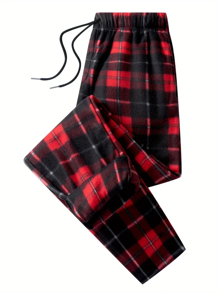 Pantalon de détente à carreaux doux pour homme avec cordon de serrage - Imagen 5