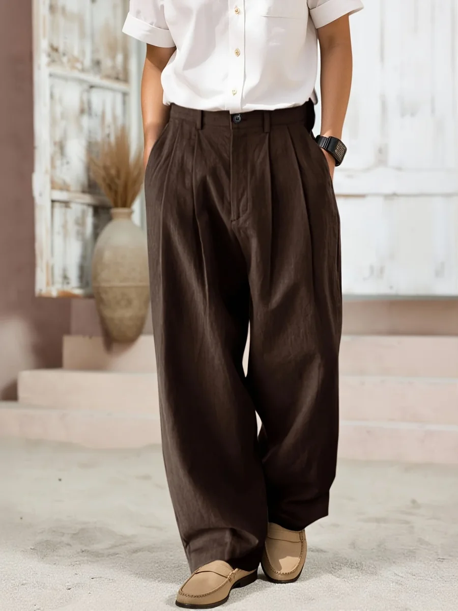 Pantalon large homme style vintage élégant pour look urbain moderne - Imagen 6