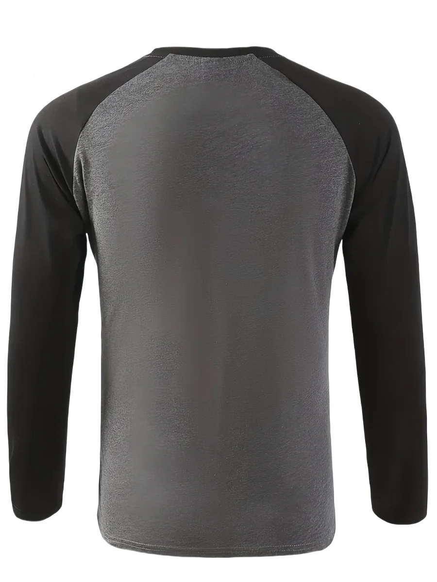 T-shirt Homme Manches Longues Raglan Bicolore Blanc et Noir - Imagen 5
