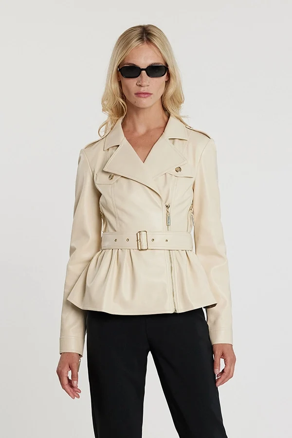 "Taylor beige" cazadora biker Relish
