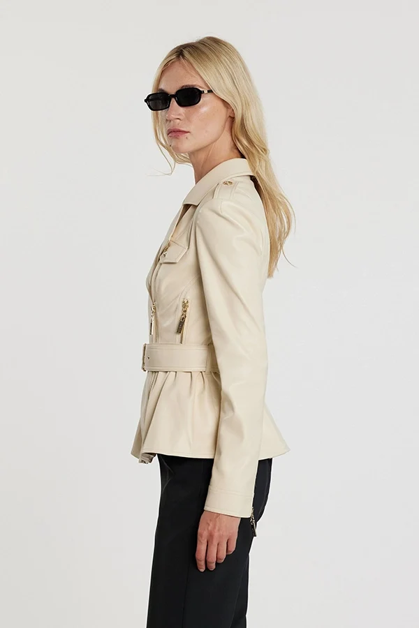 "Taylor beige" cazadora biker Relish - Imagen 6