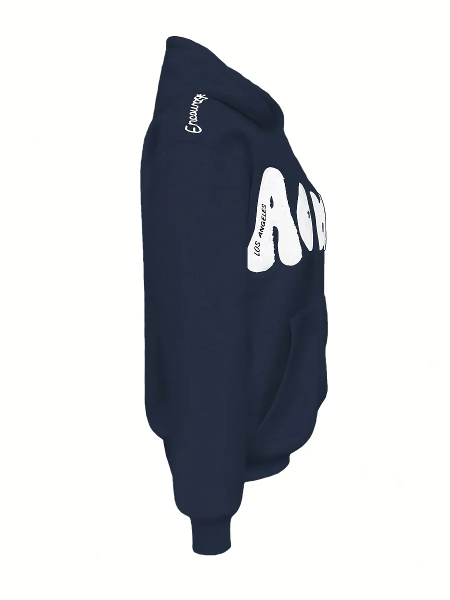 Sweat à Capuche Zippé Femme Rose Vif Étoile New York Lettrage Noir - Imagen 6