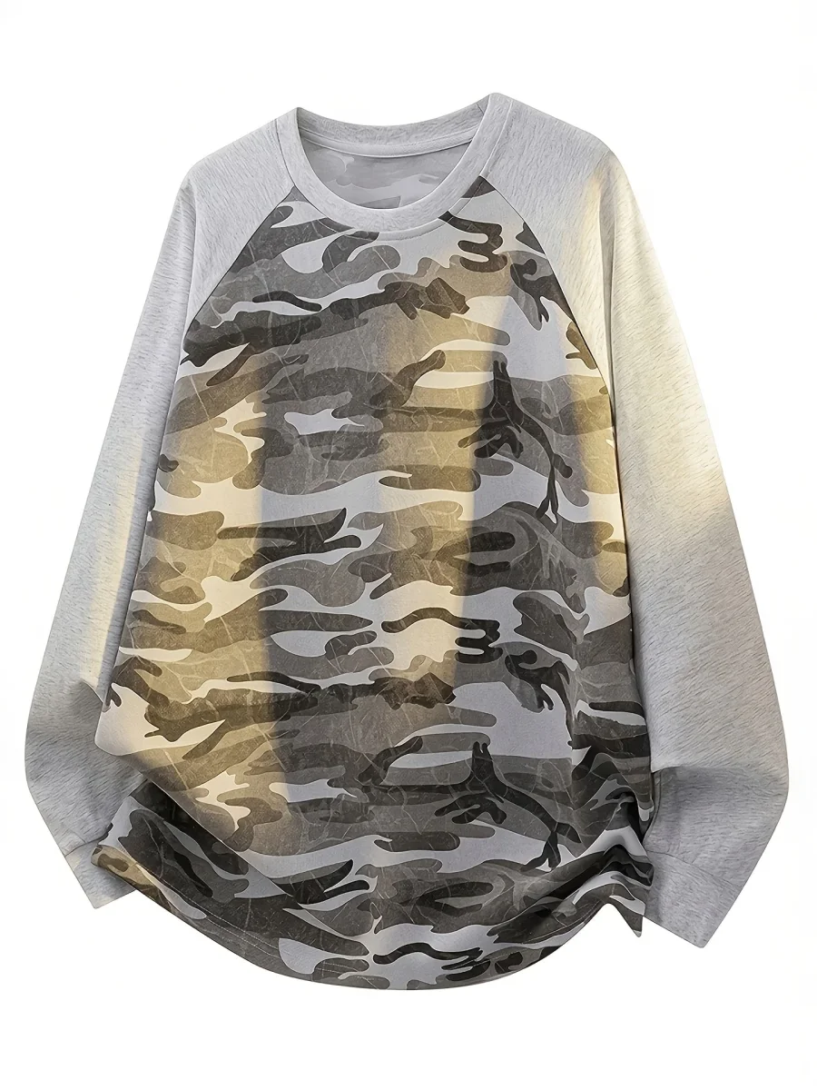 T-shirt à manches longues camouflage Raglan Vert Armée - Imagen 3