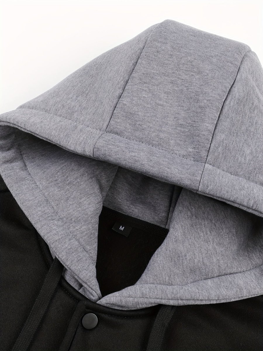Veste sweat à capuche homme bicolore noir et gris imprimé - Imagen 7