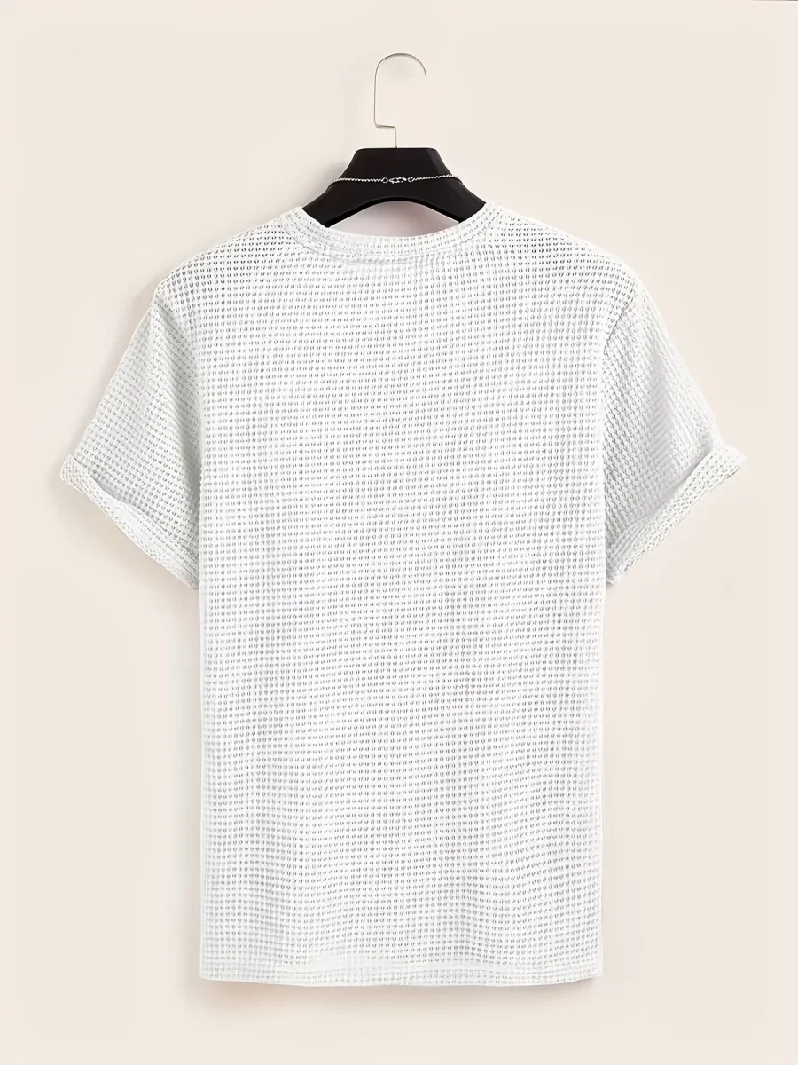 T-shirt décontracté à manches courtes pour homme style moderne avec texture ajourée - Imagen 8