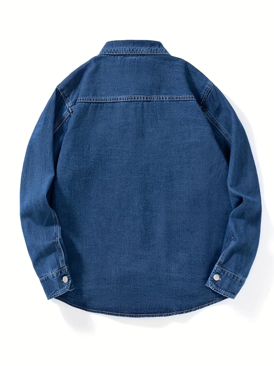 Surchemise Homme Décontractée en Jean à Manches Longues et Poches Poitrine - Imagen 6