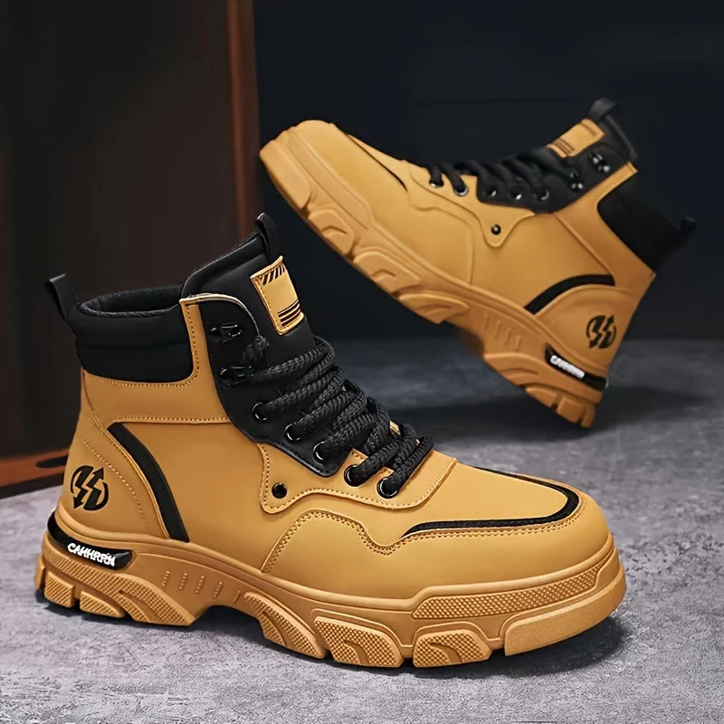 Bottes montantes pour homme, style décontracté, couleur unie - Imagen 6