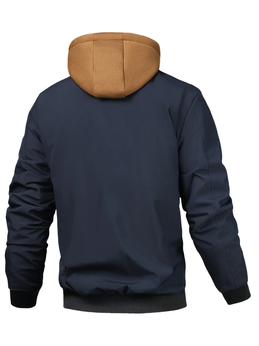Veste homme style bombardier avec capuche et doublure matelassée amovible, beige - Imagen 6