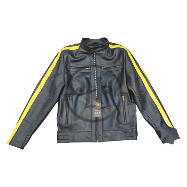 Chaqueta de moto para hombre de cuero genuino de grano completo - Imagen 4