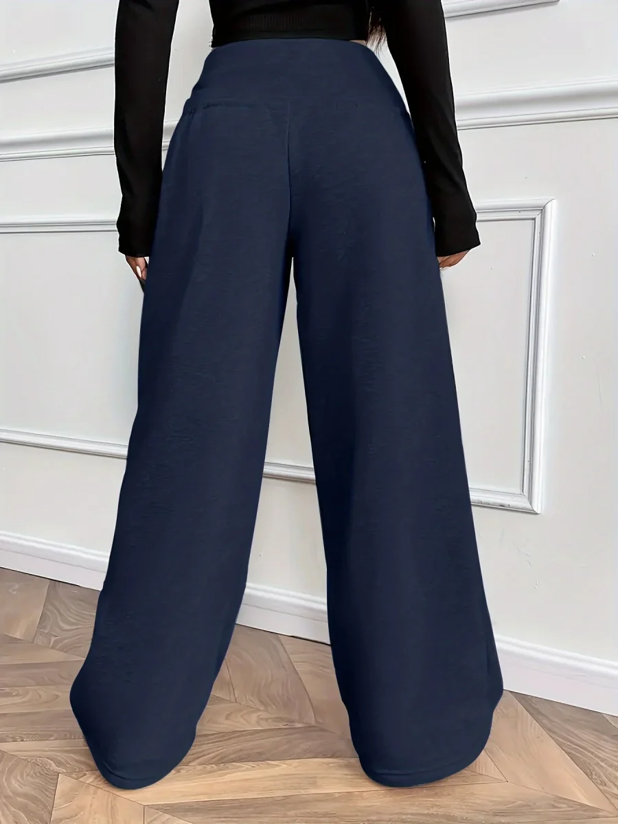 Pantalon large fluide taille haute avec cordon de serrage Femme - Imagen 6