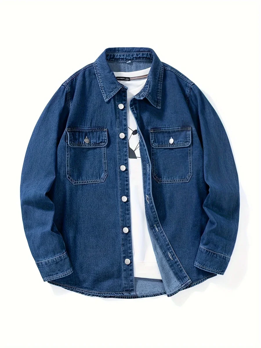 Surchemise Homme Décontractée en Jean à Manches Longues et Poches Poitrine - Imagen 3