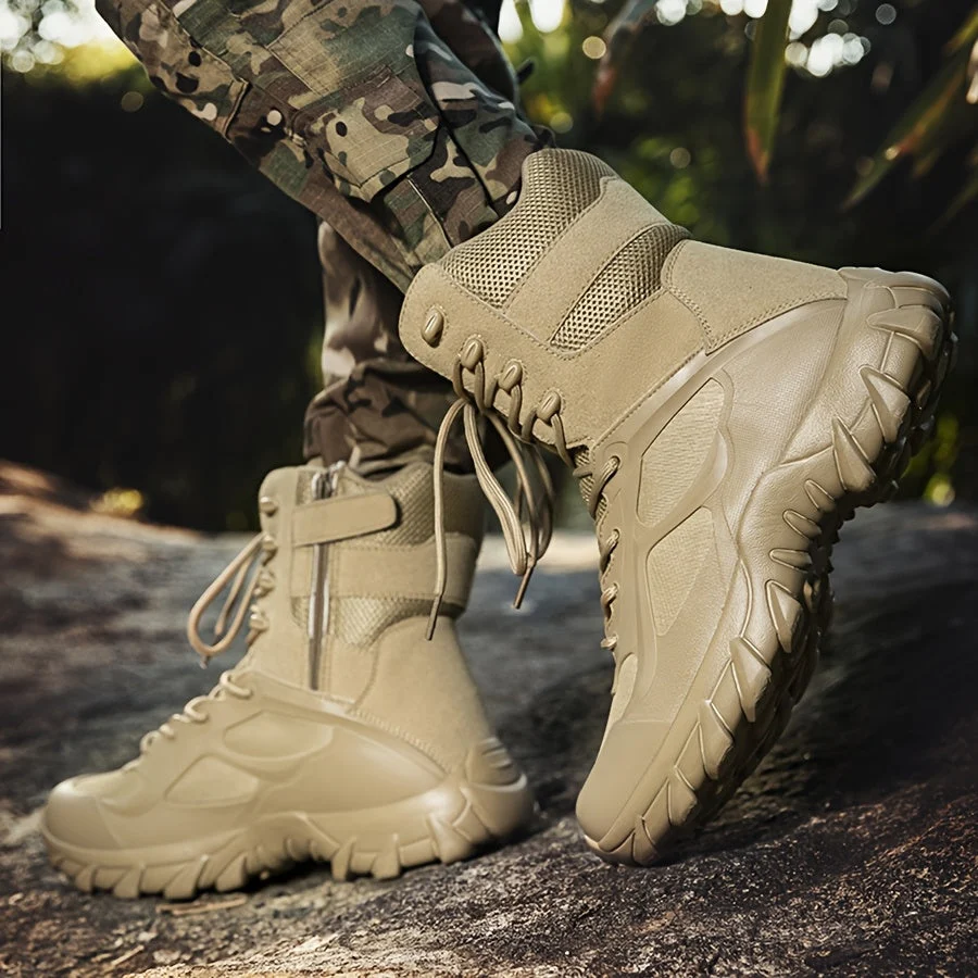 Bottes tactiques homme à lacets, couleur kaki ou noire, robustes, pour extérieur - Imagen 6