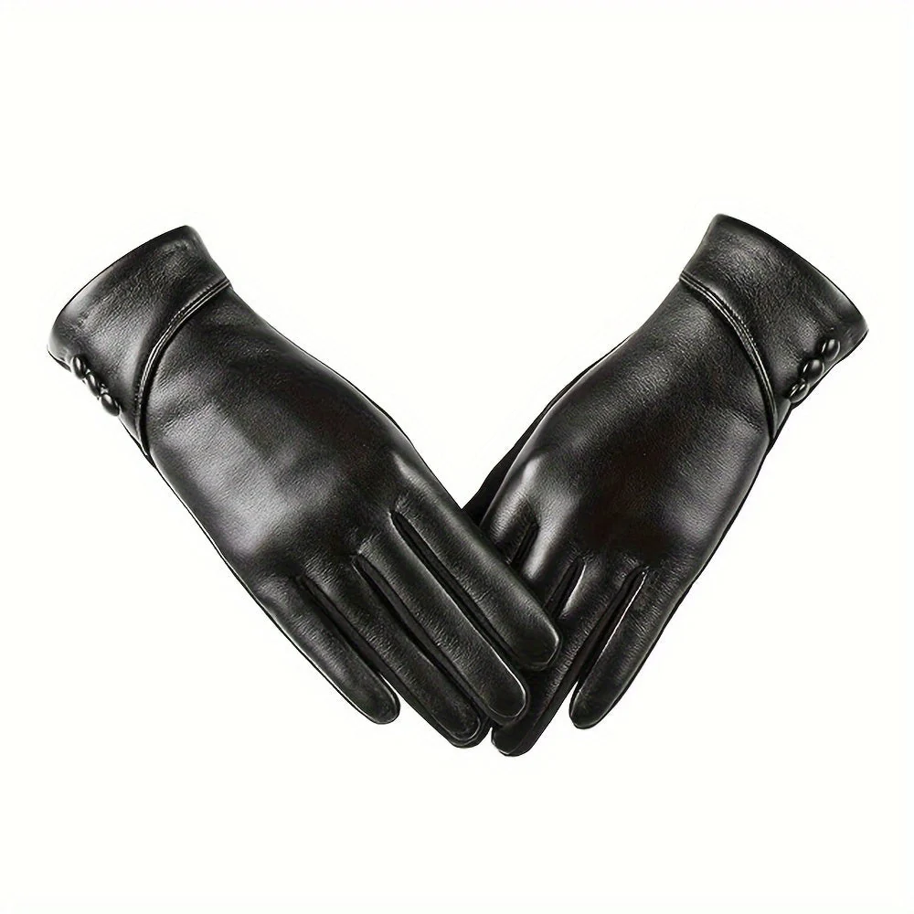 Gants Élégants Noirs avec Détail Boutons pour Femme - Imagen 2