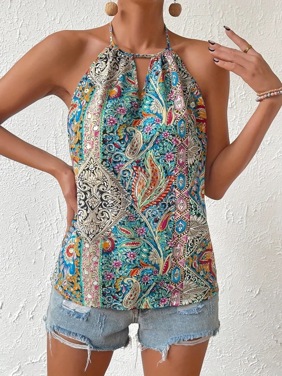 Top dos nu cache-cœur pour femme, style bohème chic, idéal été et vacances - Imagen 4