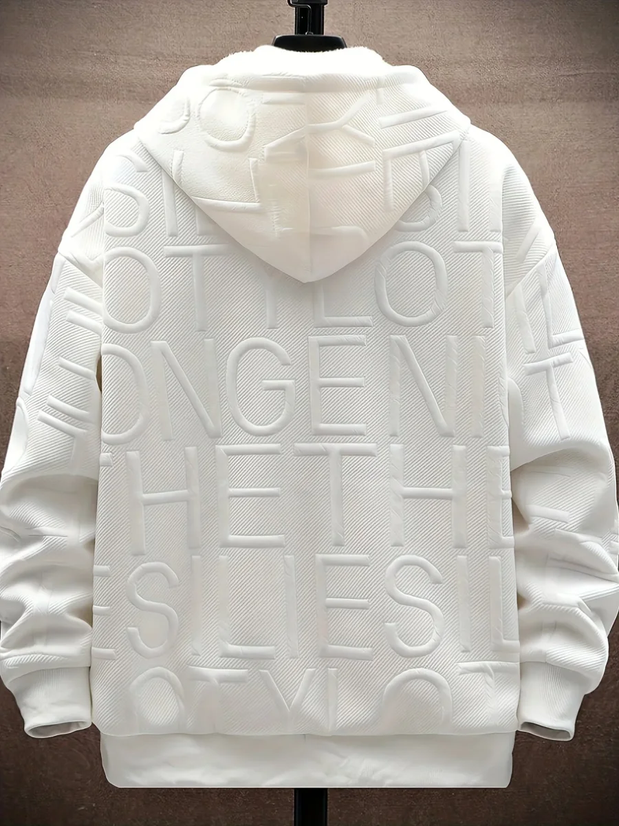 Veste à capuche doublée polaire Homme Noir motif texturé zippée - Imagen 5