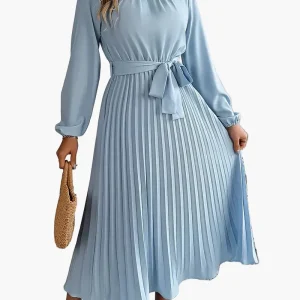 Robe mi-longue élégante à plis pour femme – Style chic et polyvalent pour occasions spéciales