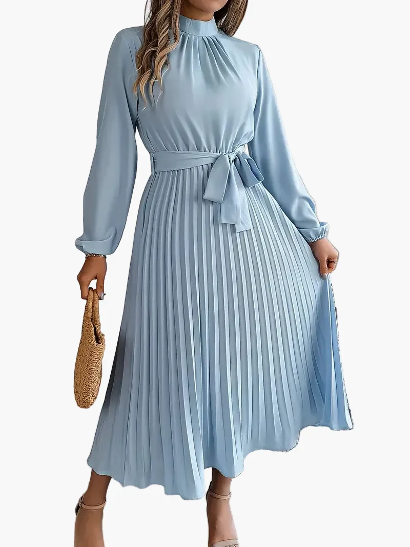 Robe mi-longue élégante à plis pour femme – Style chic et polyvalent pour occasions spéciales - Imagen 2