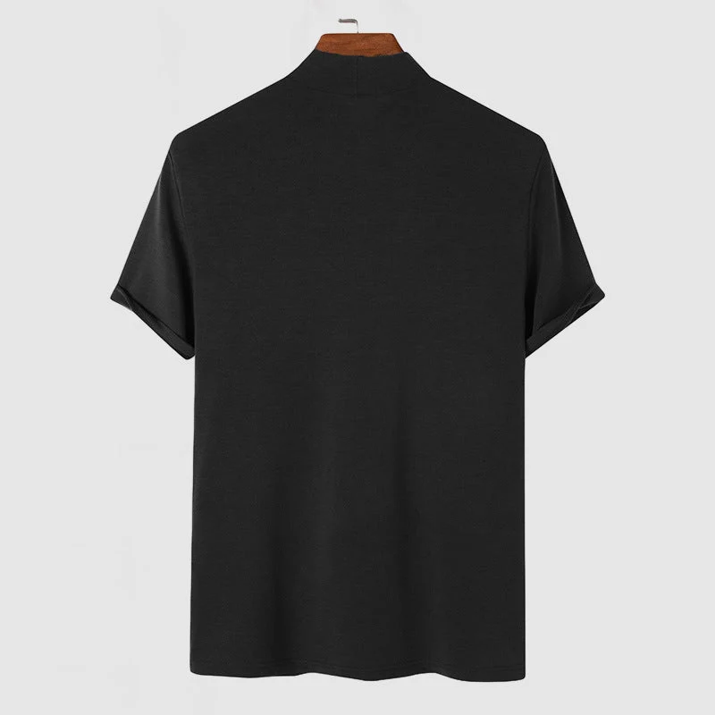 T-shirt à col montant tendance pour homme – Style moderne et ajusté, idéal pour un look urbain ou élégant - Imagen 4