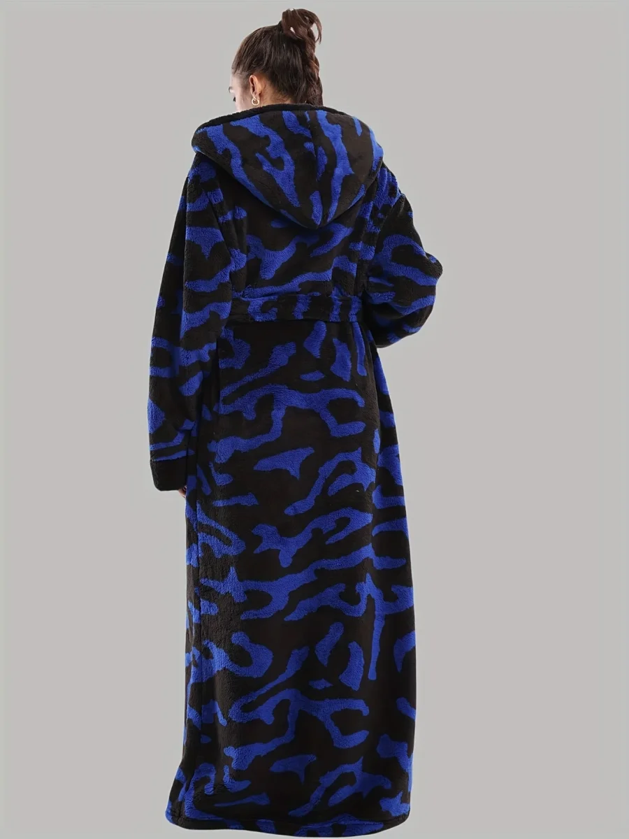 Robe de Chambre Femme Longue à Capuche Motif Léopard - Imagen 6