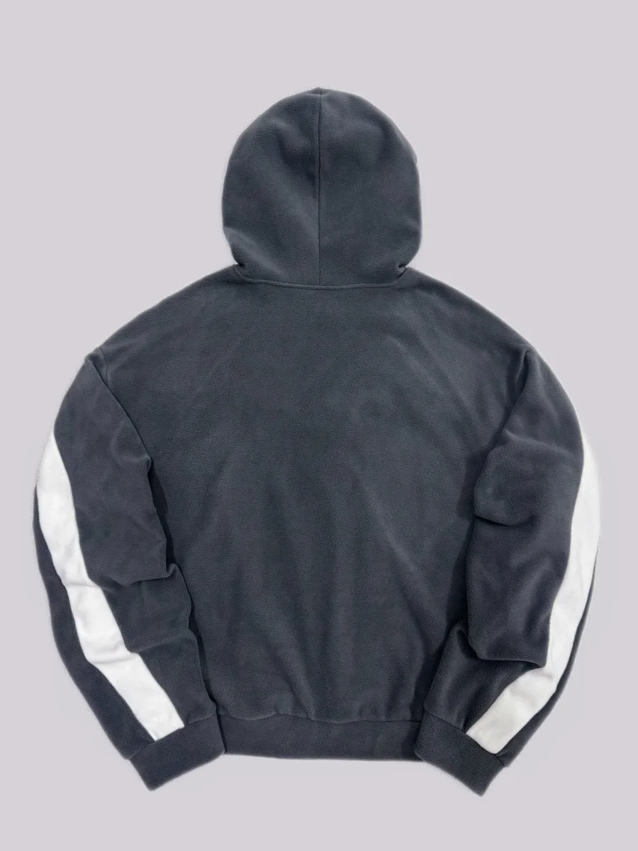 Sweat à Capuche Homme Bicolore Gris Anthracite Blanc Col Roulé Sportif Décontracté - Imagen 4