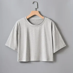 T-shirt court décontracté pour femme à manches courtes style urbain