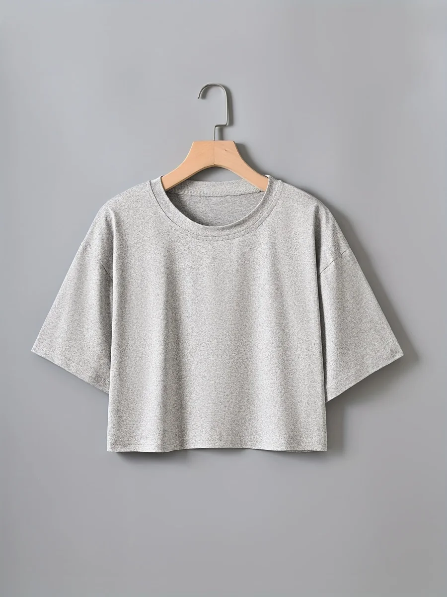 T-shirt court décontracté pour femme à manches courtes style urbain - Imagen 2