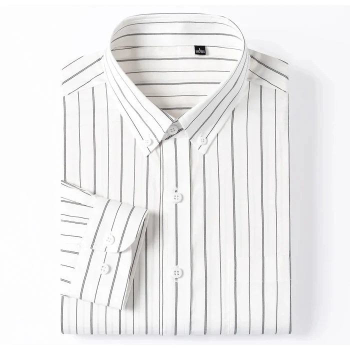 Camisa elegante de algodón a rayas - Imagen 7