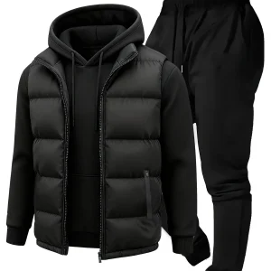 Ensemble Homme Survêtement & Gilet Matelassé Zippé à Capuche