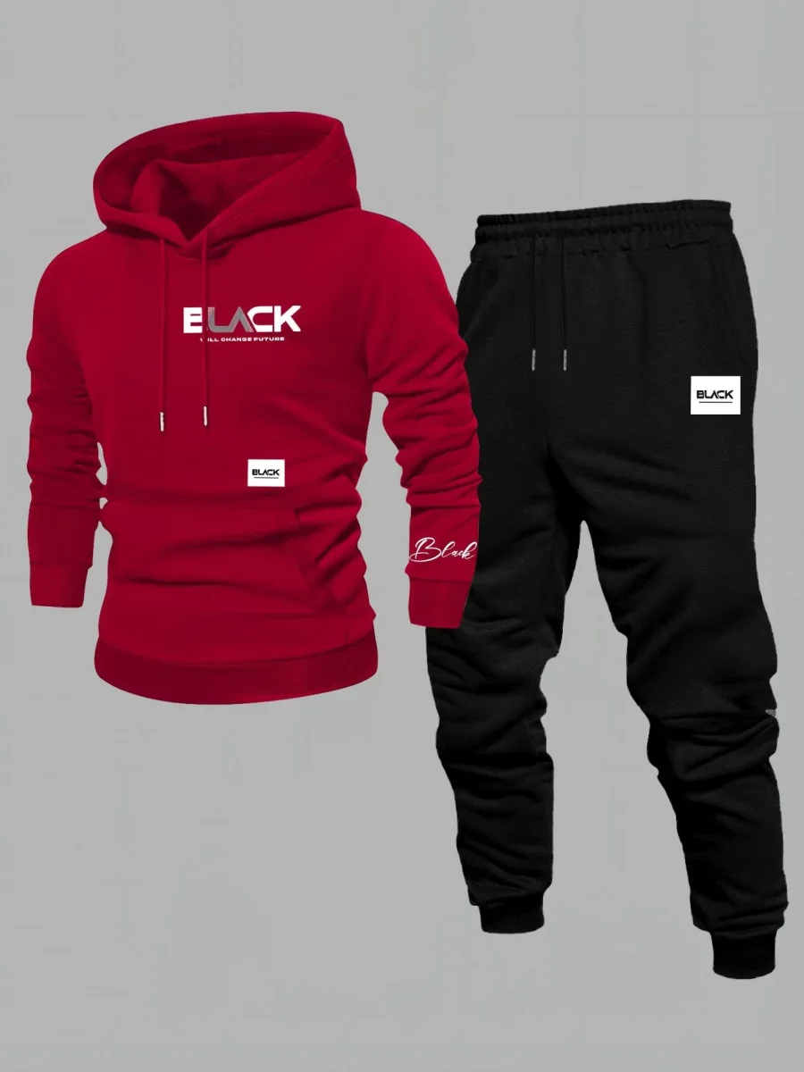 Ensemble Survêtement Homme Capuche et Pantalon Jogging Uni avec Cordon - Imagen 8
