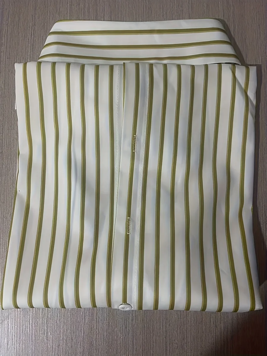 Chemise rayée femme à manches longues avec fausse écharpe nouée devant - Imagen 8
