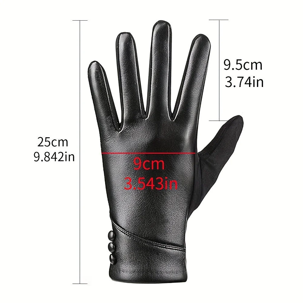 Gants Élégants Noirs avec Détail Boutons pour Femme - Imagen 4